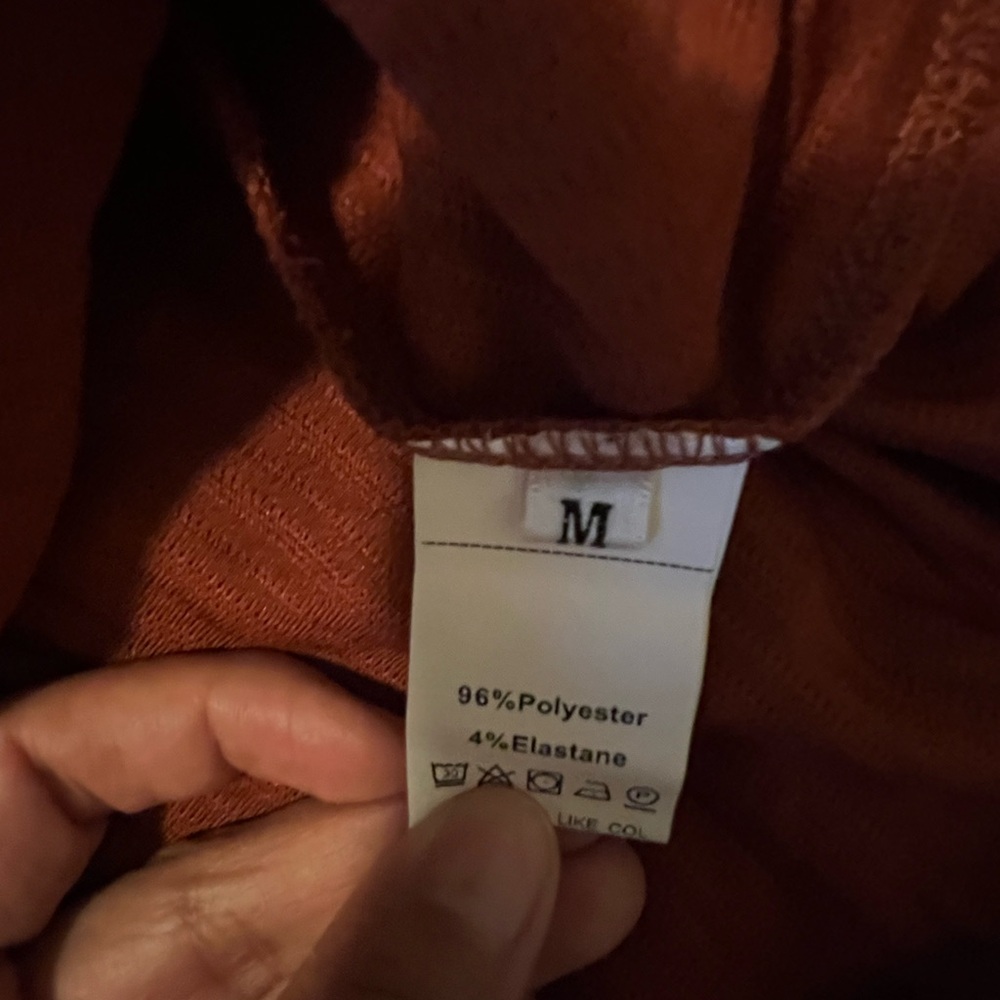 Rust Red Crinkle Ruffle-Hem Mini Dress with Crossback - Picture 3 of 3